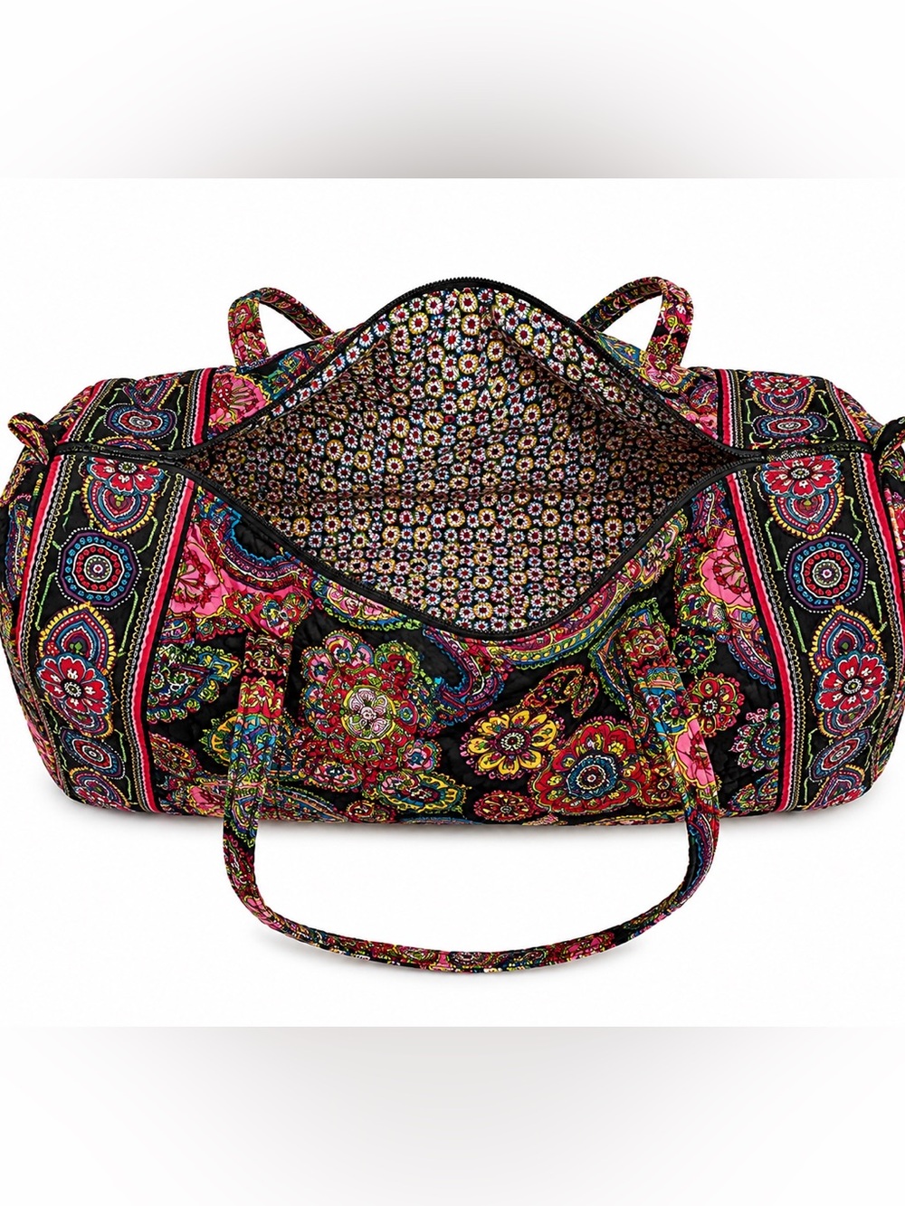Vera Bradley Black Multi Floral Paisley Travel Tote - Picture 2 of 8